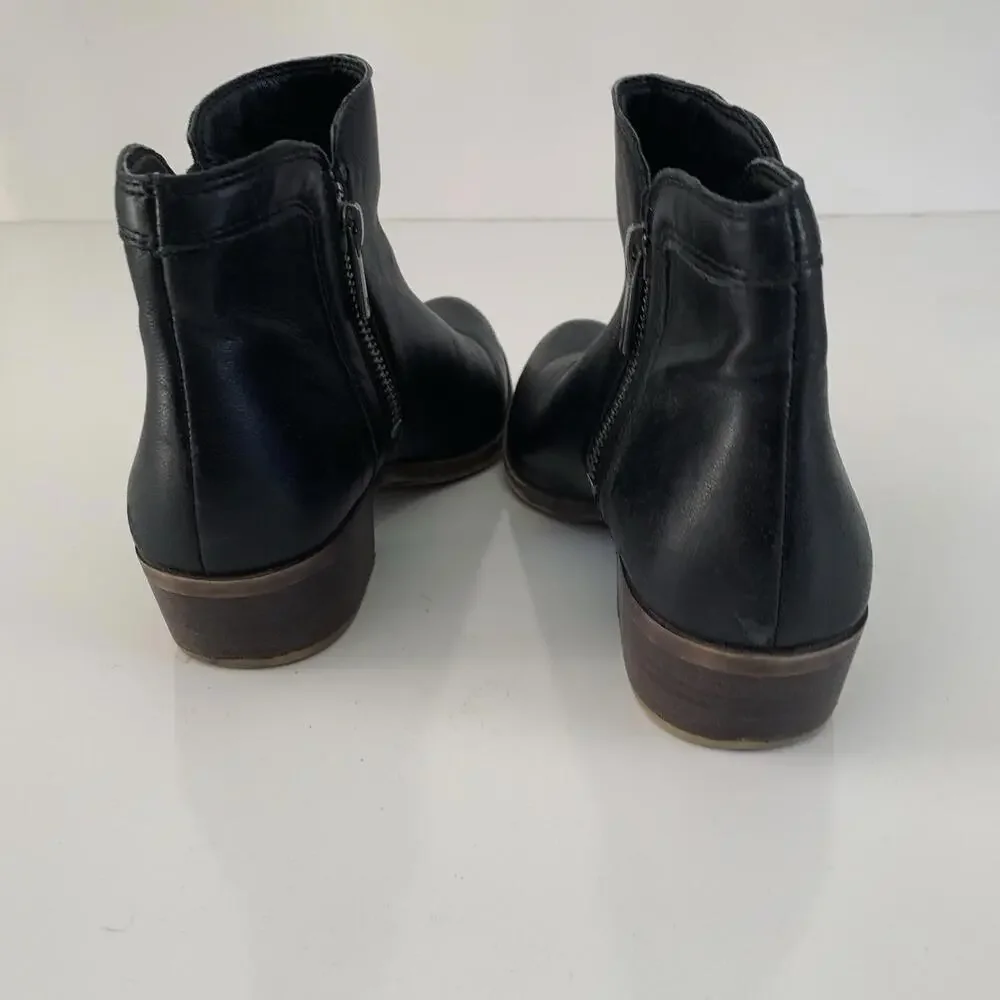 Lucky Brand Breah Double Zipper bootie Stacked Heel Brown Suede Ankle Boot 7.5 - Picture 8 of 9